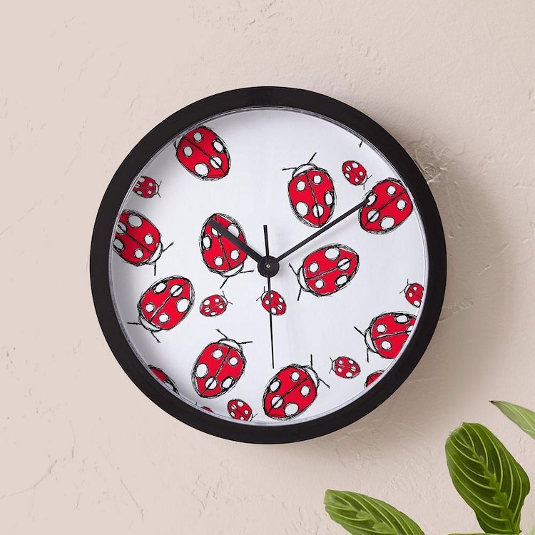 CafePress Ladybug Red 10" Wall Clock (892208256)