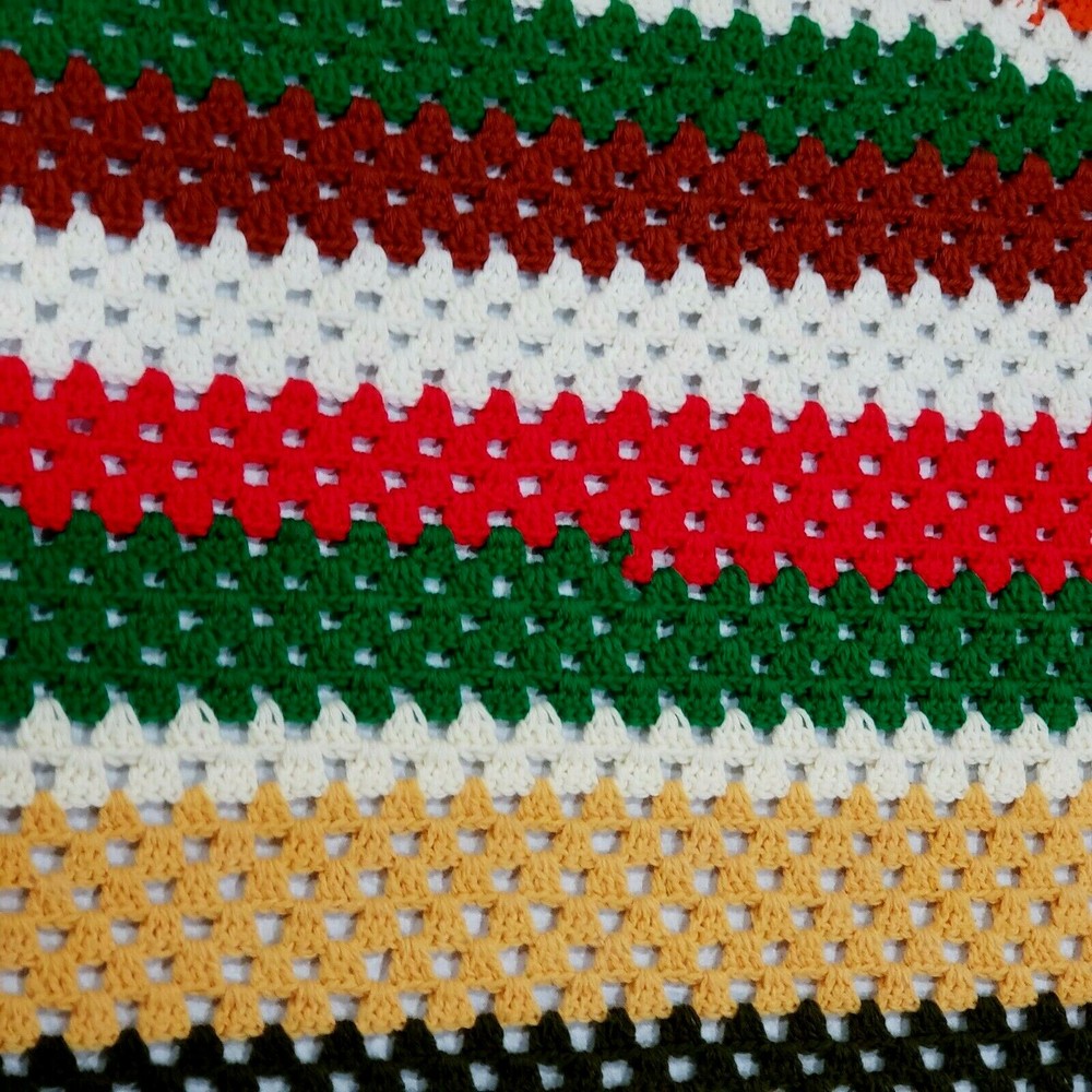 Handmade Throw Multicolor Striped Aghan Soft Crochet Blanket 32" x 56"