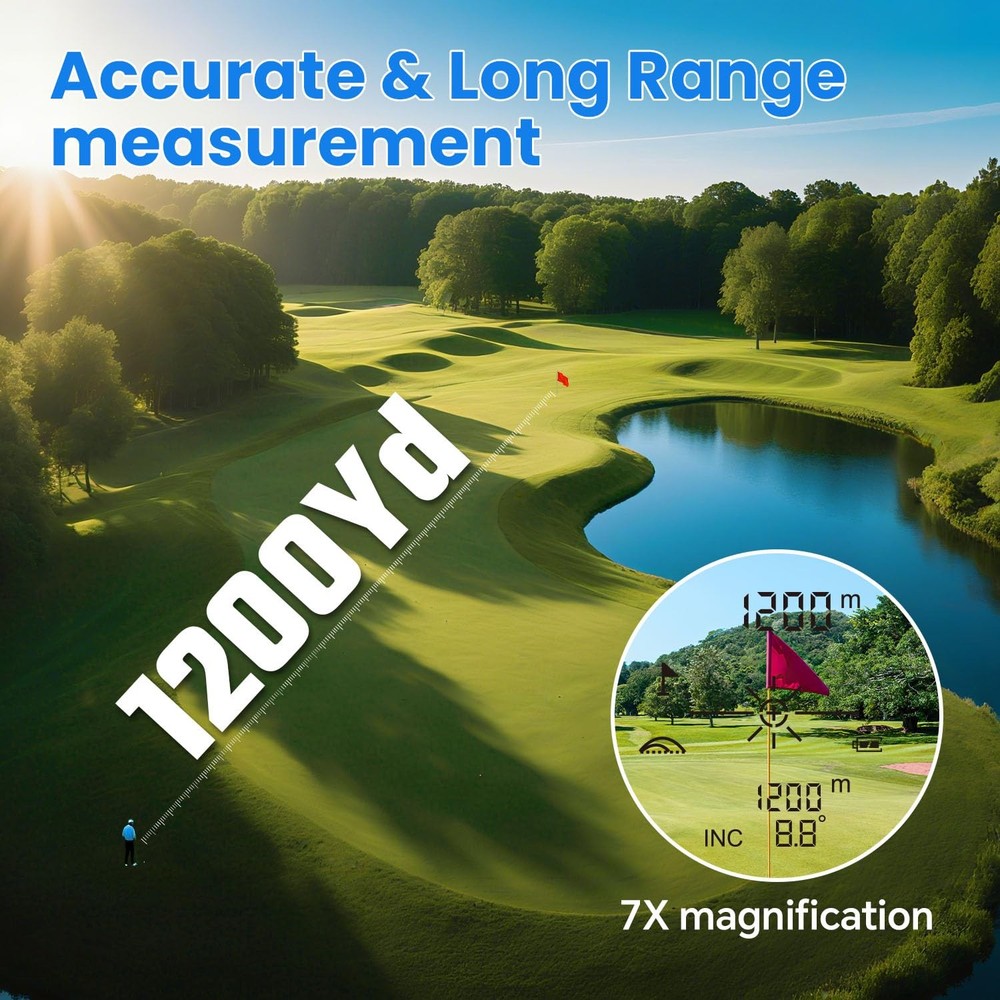 1200Yards Range Finder Golf with Slope, 7X Magnification Range Finder, Lightw...