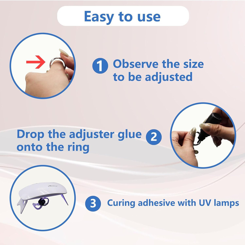 Innovative Ring Size Adjuster Adhesive with UV Light- Adjusts Any Ring Size, Eas