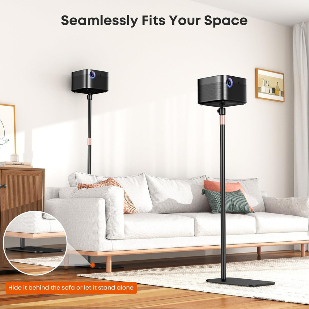 Universal Projector Stand – Height Adjustable Floor Stand with 360° Rotating Bal