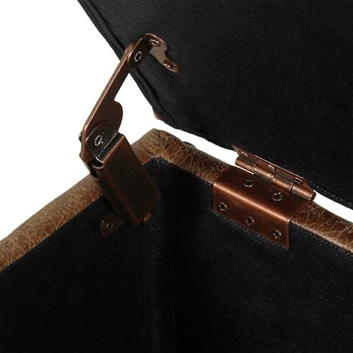 Square Tufted Storage Ottoman - Distressed Brown Faux Leather, Small, Versatile