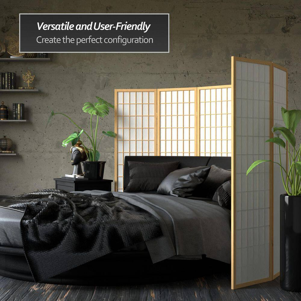 5 Ft. Natural 4-Panel Room Divider