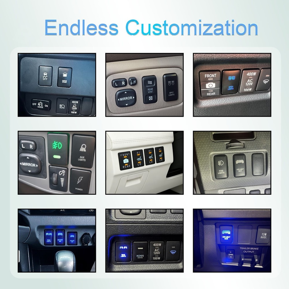CUSTOM DIY 12V Rocker Switch Customizable Push Switch Color Pattern for Toyota