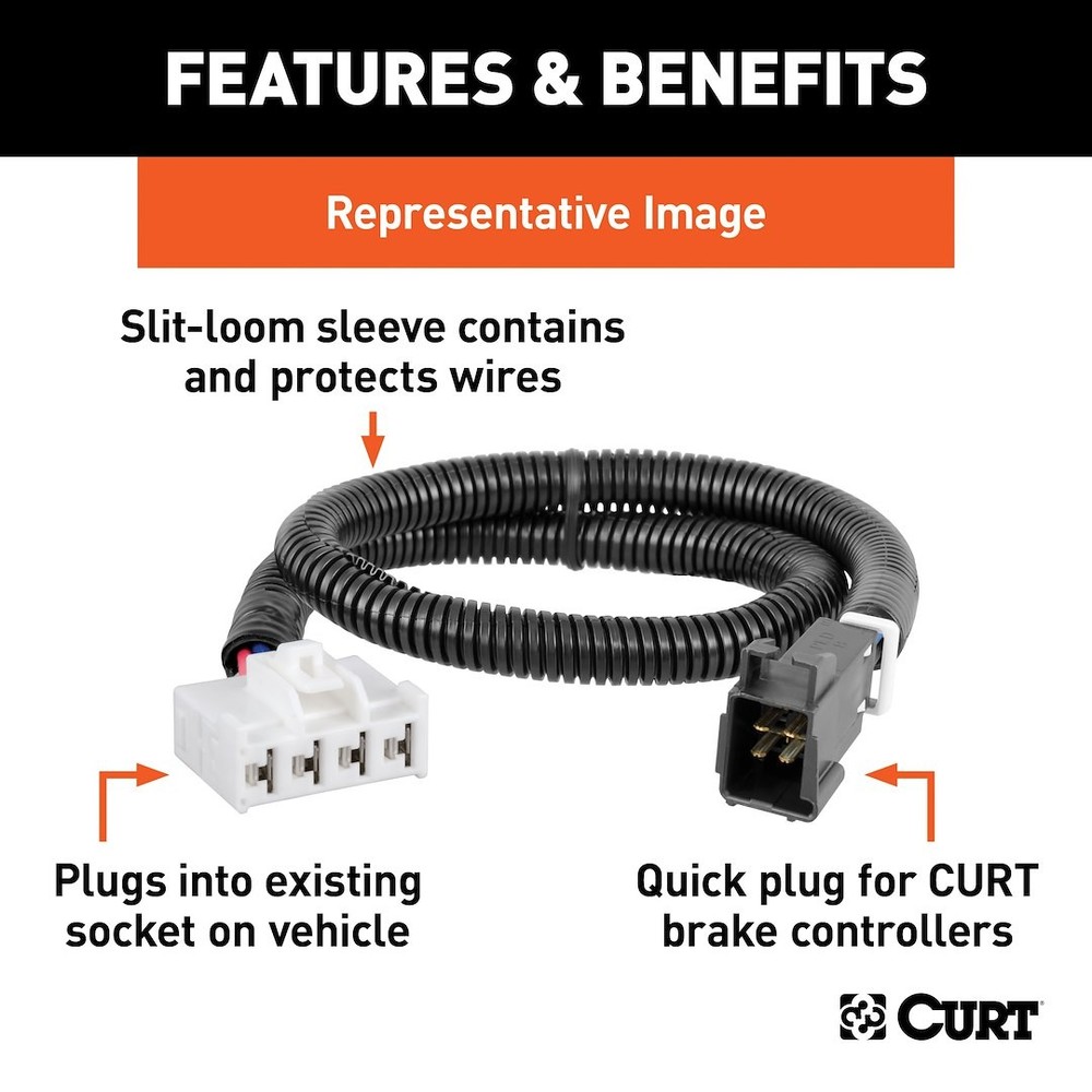 Curt 51447 Brake Control Harness Direct Plug-In 2 Plug Style Retail Pkg