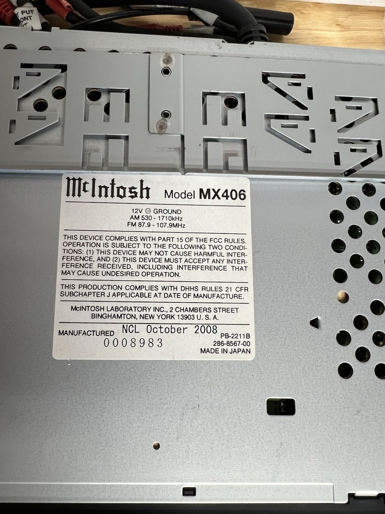 McIntosh Mx406 CD Player In Dash Receiver