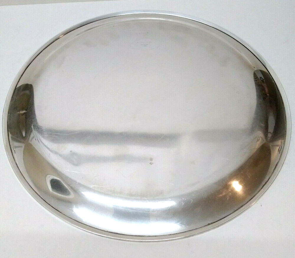 Sterling Silver Round Tray Monogramed By Tuttle Silversmiths 652 Gr.