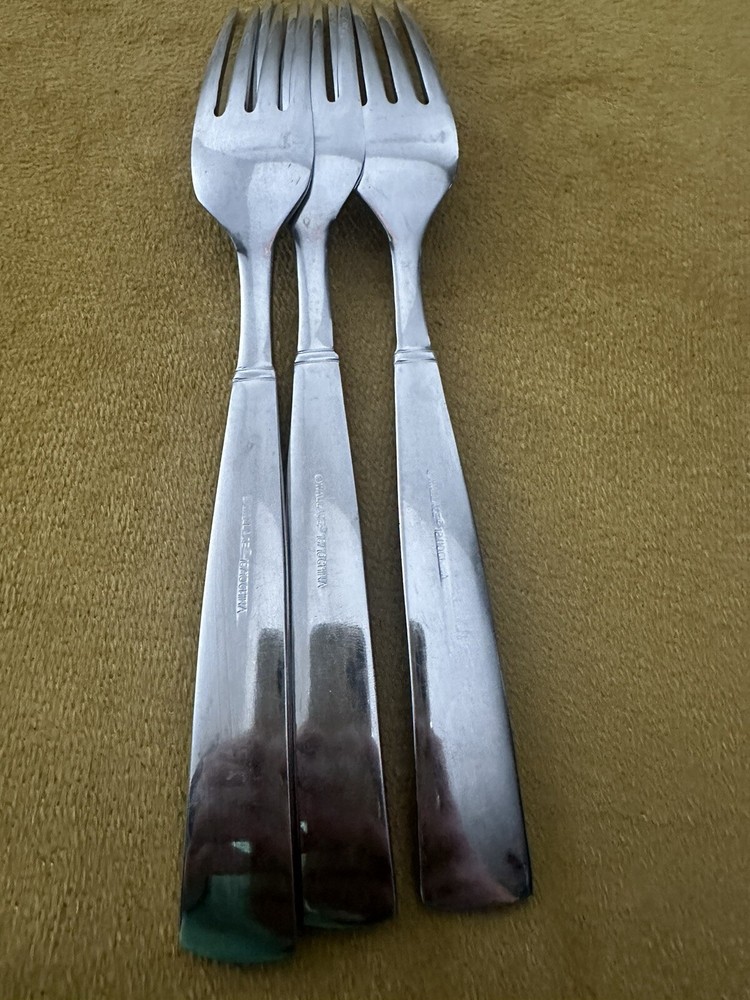 (3) Dinner Forks Wallace Silver WAS213 Stainless Flatware Minimalist