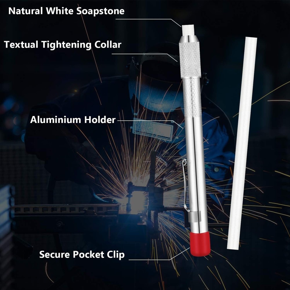 Convenient Soapstone Marking Kit: 2 Holders & 12 Refill Chalks for Durable Usage