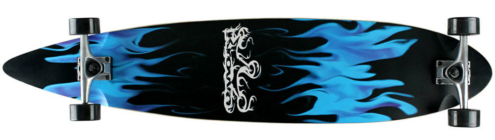 Krown - Pin Tail Blue Flame Longboard