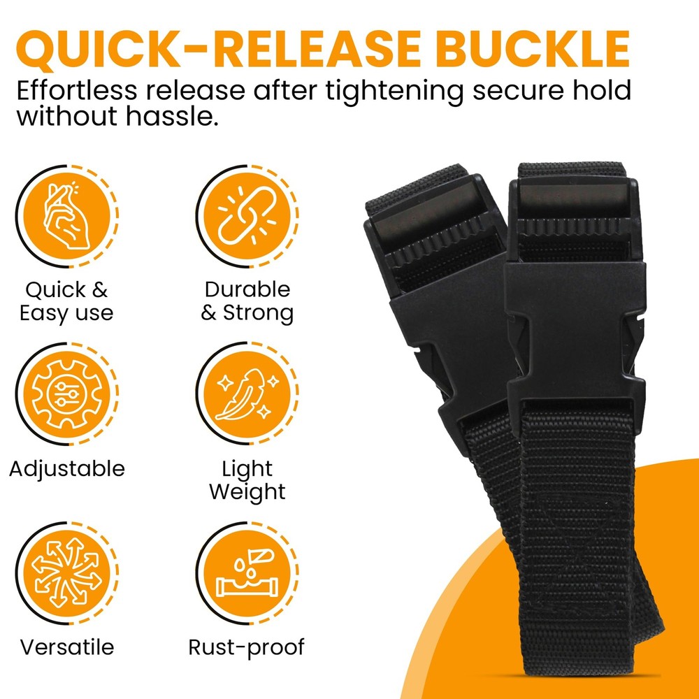 Harrier Hardware Utility Strap with Quick-Release 6-Pack, Black 72-Inch