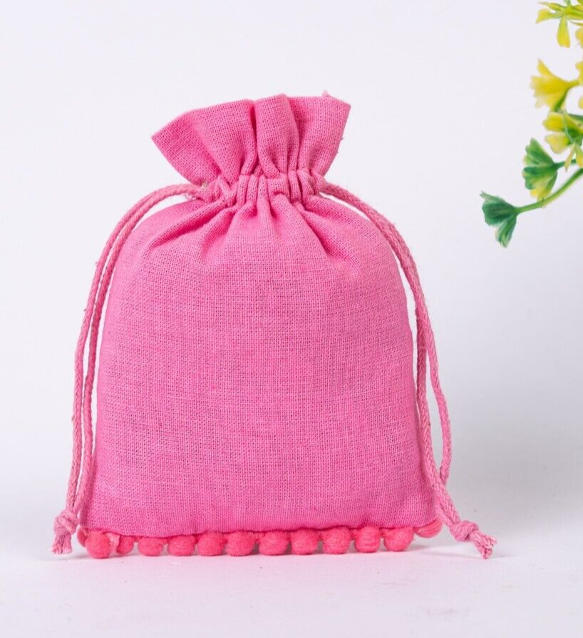 50 PCS Personalized Packaging Bag Light Pink Color Drawstring Bag 3x4 Inch