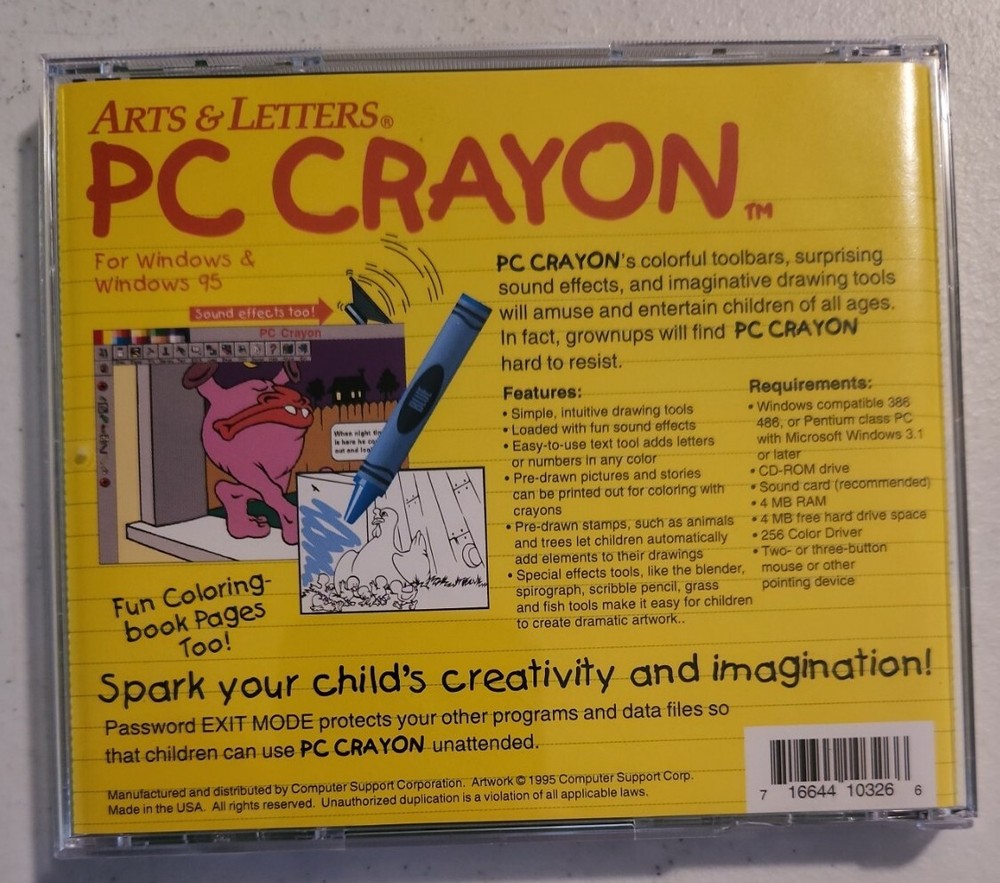 Arts & Letters PC Crayon (CD-Rom, 1995)