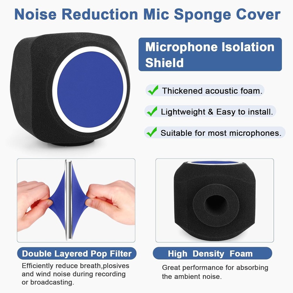 Versatile Microphone Isolation Shield and Pop Filter for Musicians and Streamers