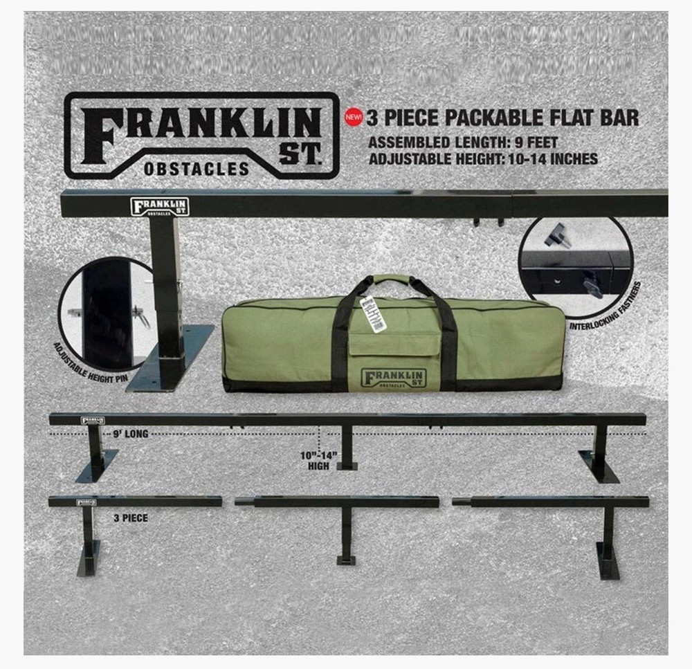 FRANKLIN ST. OBSTACLES PACKABLE FLAT BAR RAIL 9′ BLACK