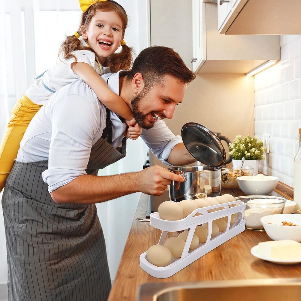 Rolling Egg Dispenser For Refrigerator, Holder Space Saving Automatic...