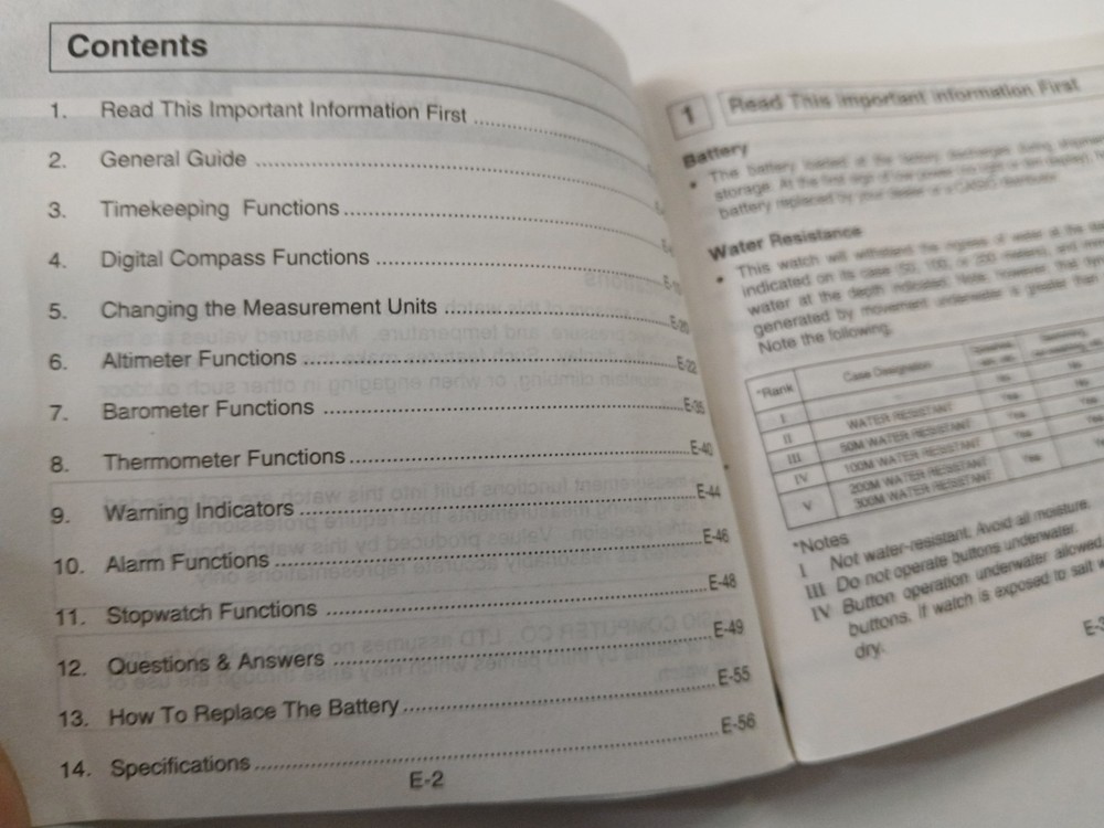 CASIO Module No. 1170 ES Digital Watch User's Guide Manual