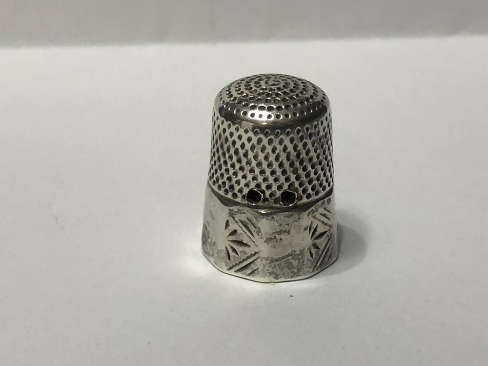 Antique Sterling Silver Thimble Panel Band