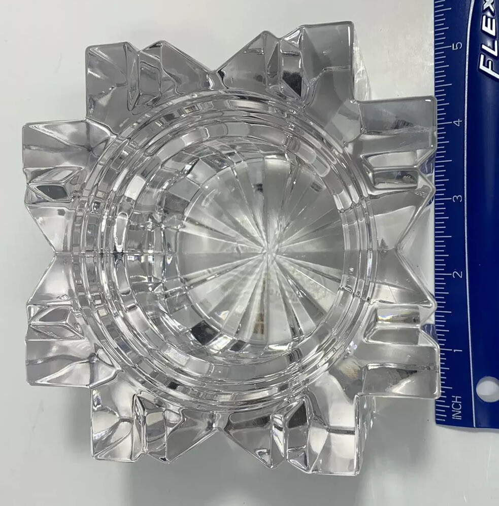 VTG 5" Heavy Crystal Candle Holder Star Pattern