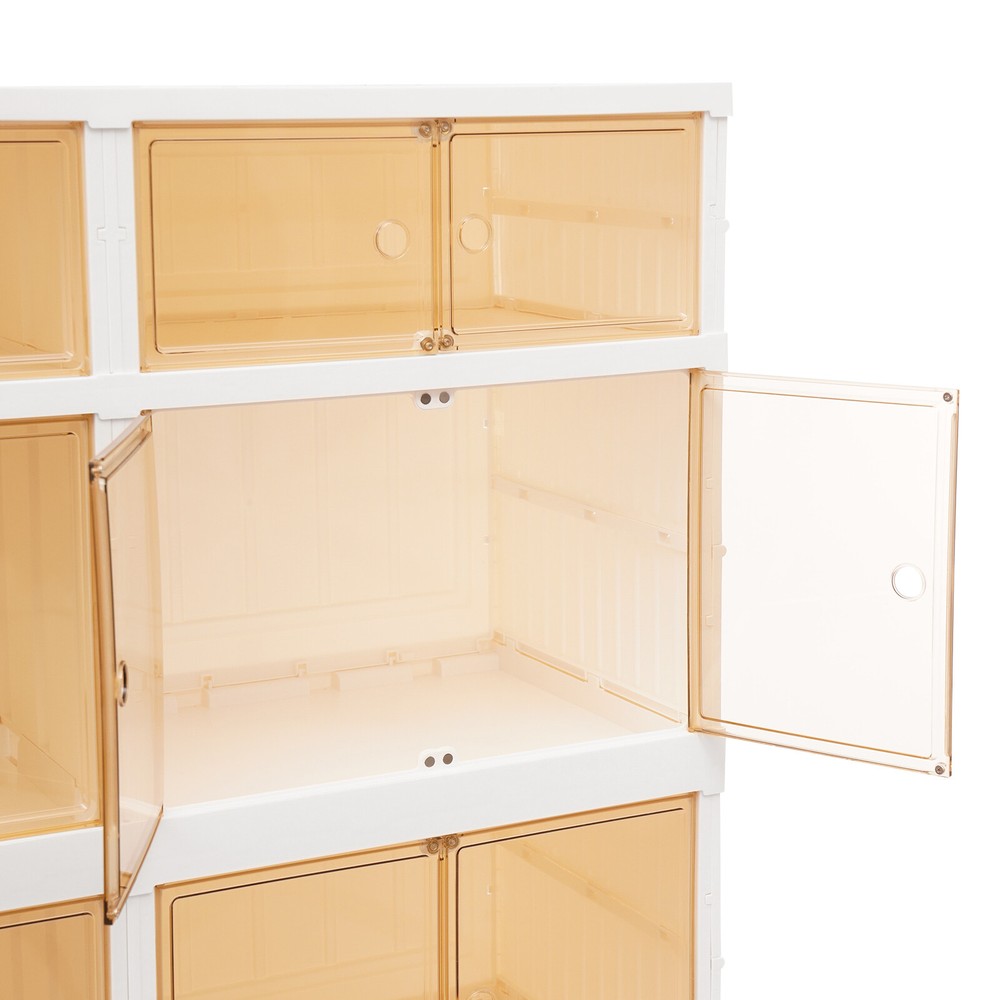 5 Tier Plastic Storage Containers with Doors & Wheels Foldable Organization