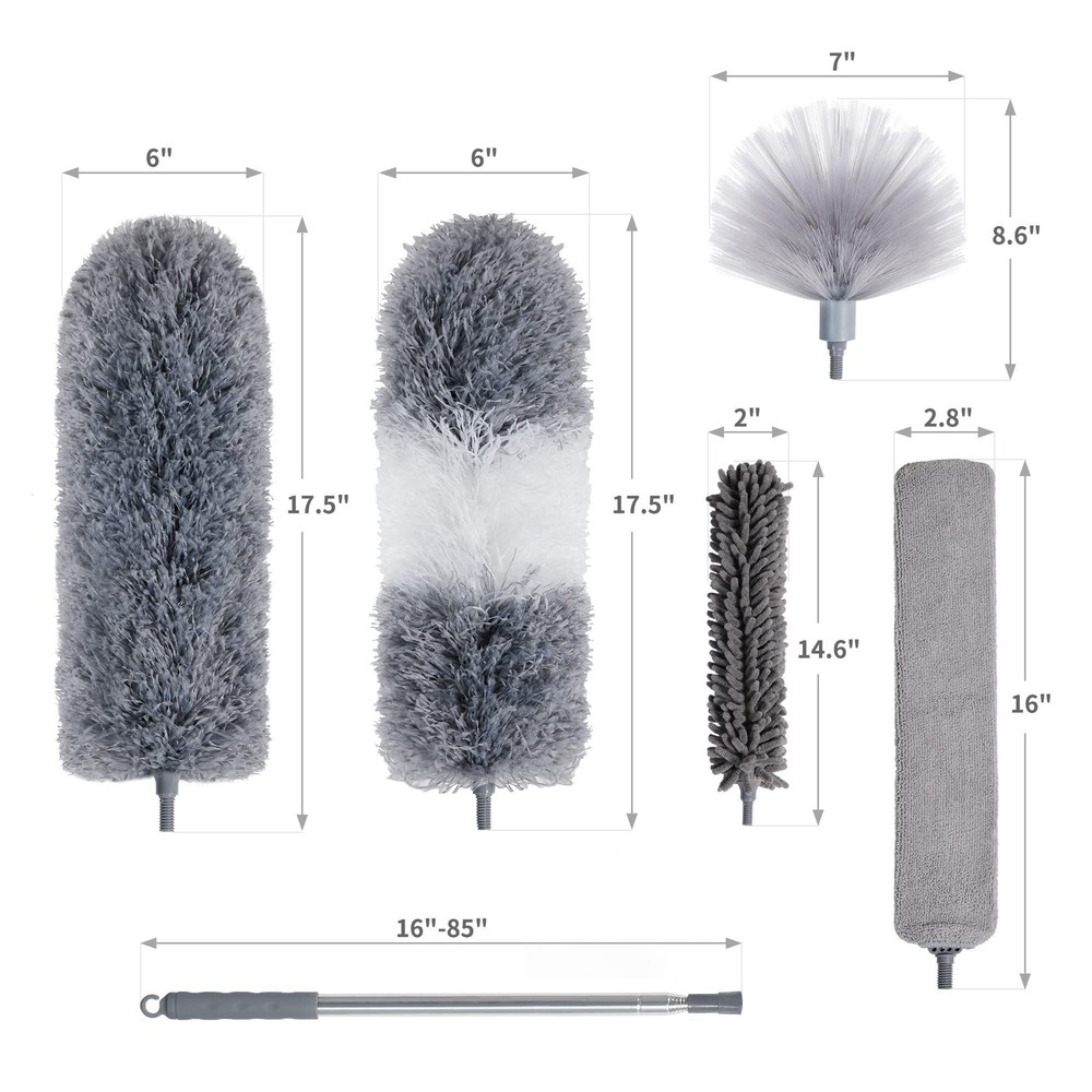 BOOMJOY Microfiber Feather Duster 7PCS, Bendable Dusters with 100 inches Exte...