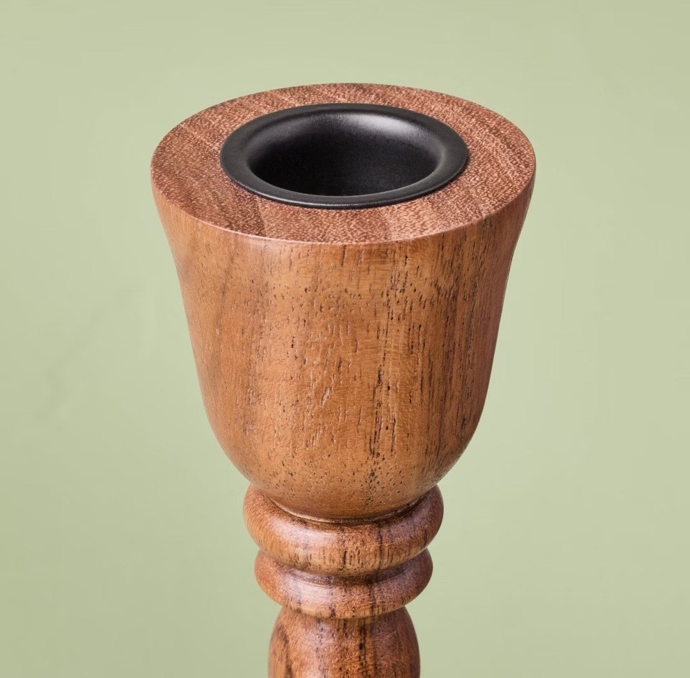 Rustic Wood Candlestick Set (2-Piece)