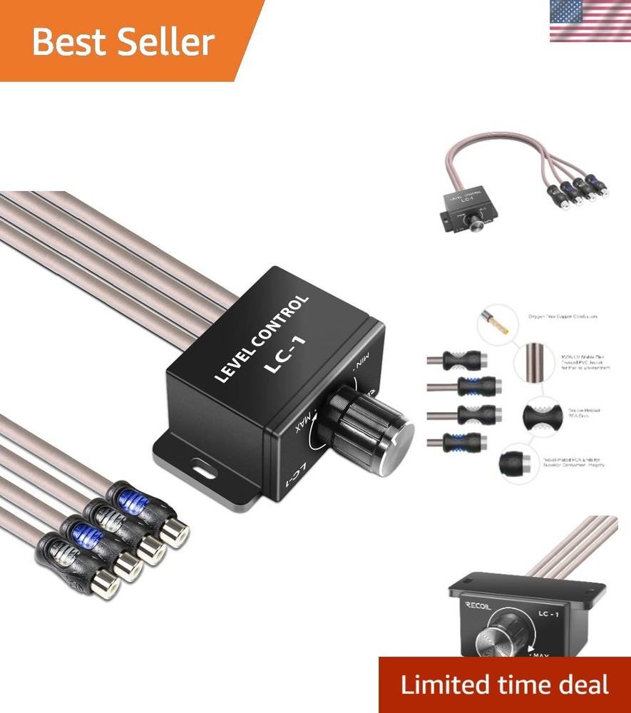 Universal RCA Level Controller - Bass Boost Volume Control for Car Audio