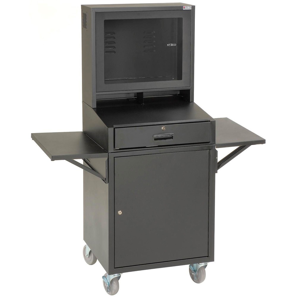 Global Industrial Mobile Security LCD Computer Cabinet Enclosure Complete Bundle