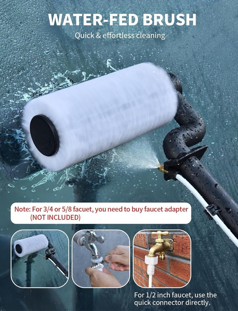 Solar Panel Cleaning Brush And Pole, 20Ft Electric Cleaning Roller Brush