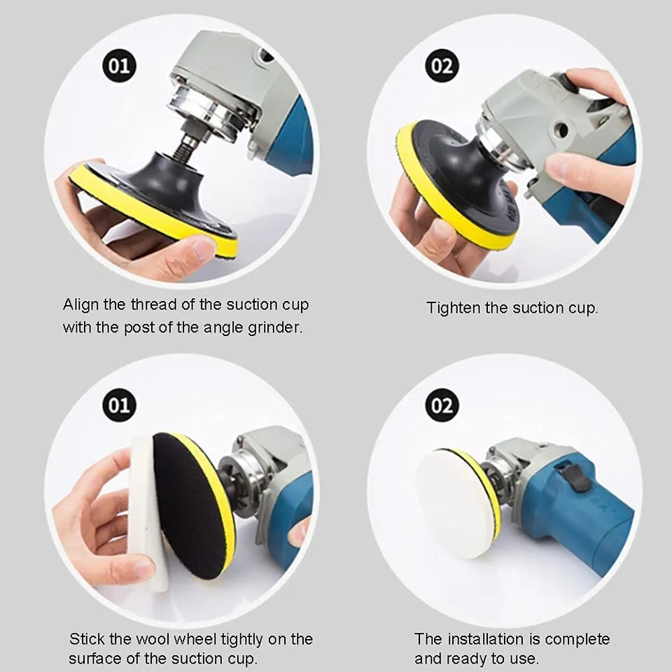 3"-7" Hook & Loop Backer Pad 5/8"-11 for Grinder Polisher + Drill Adapter