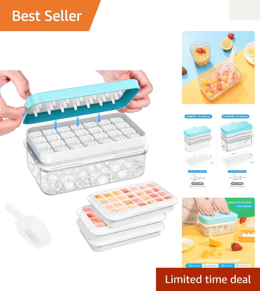 Durable Ice Cube Tray with Bin & Scoop - Quick Release for Busy Entertainers