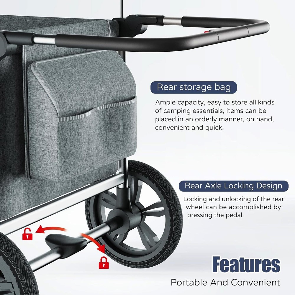 Foldable Wagon Stroller, Stroller Wagon for 2 Kids with 5-Point Harnesses,Adj...