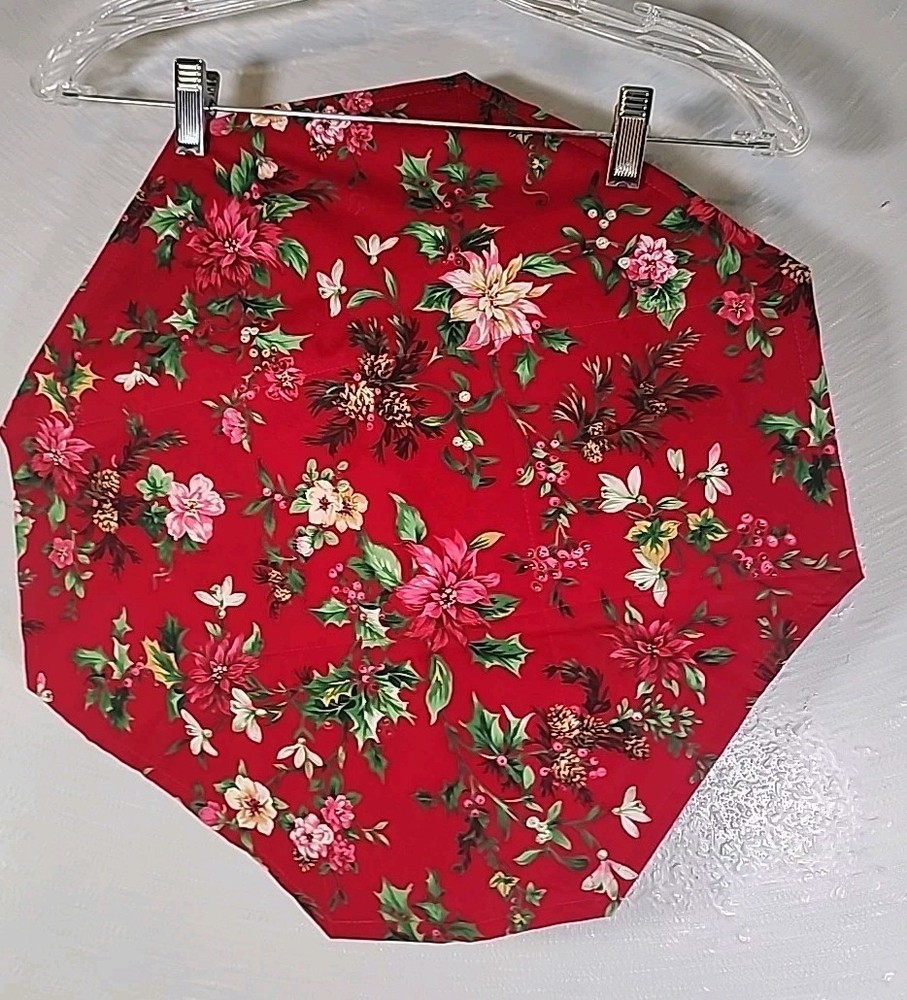 Handmade Patchwork Table Topper Runner Christmas Decor Red Green Reversible