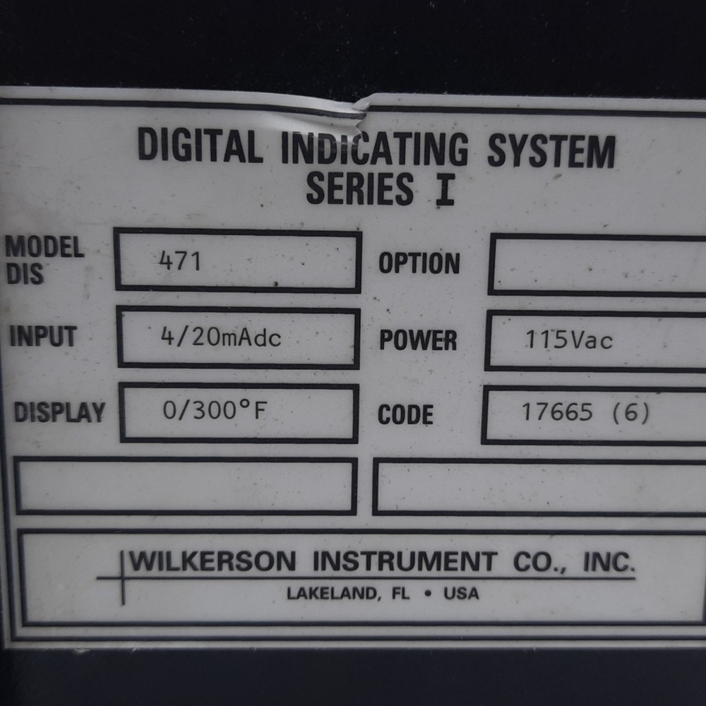 Wilkerson DIS471 DC Input Process Indicator, Input 4/20mAdc, 115V AC
