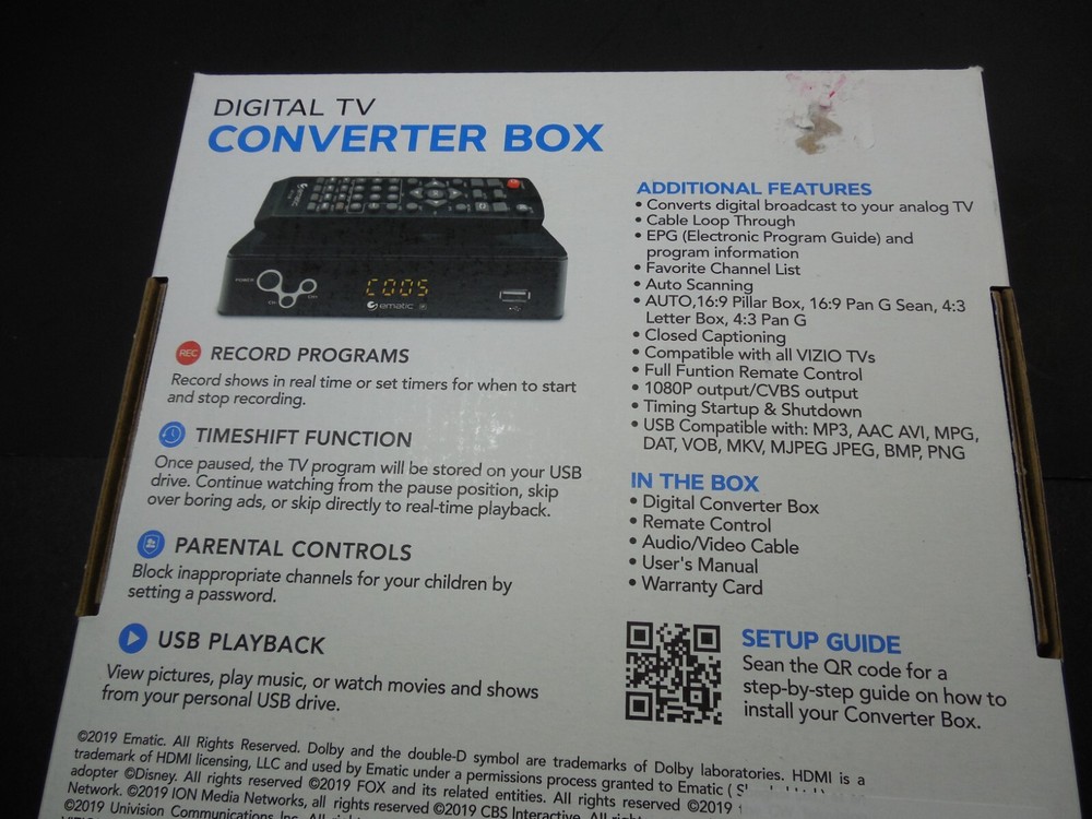 Ematic Digital TV Converter Box & Remote/record programs!