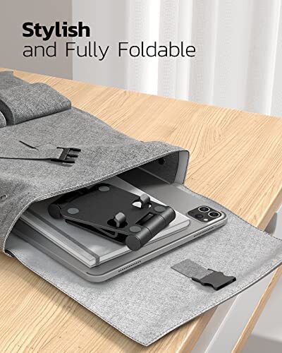 2 Pack Dual Folding Cell Phone Stand, Fully Adjustable A-Black & Silver
