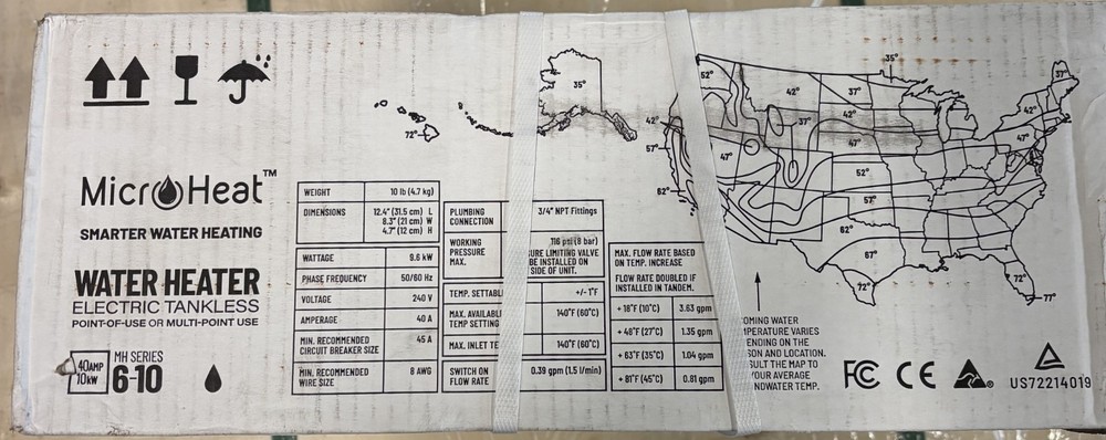 JVIS Micro-Heat MH SERIES 6-10 Smart Tankless Electric Water Heater 240V 40A