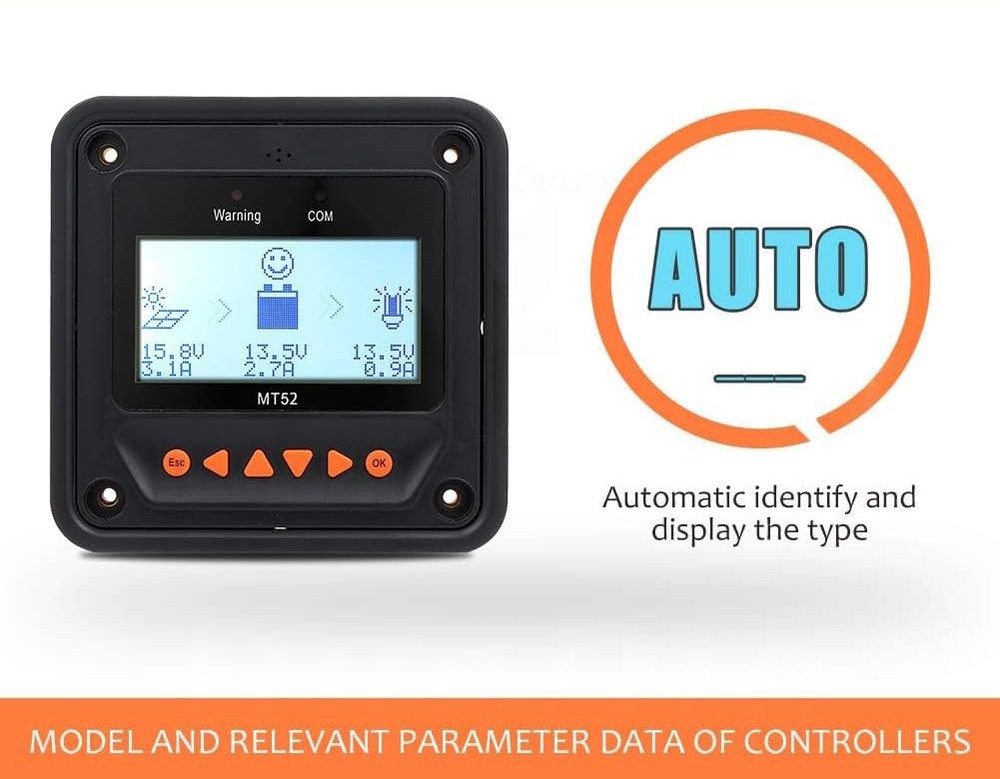 MT-52 Remote Meter MT-52 Solar Controller LCD Display Remote Meter Fit for Tr...