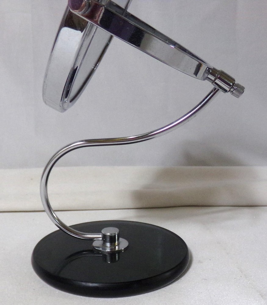Mid Century Modern Black Acrylic Chrome Make-up Vanity Mirror