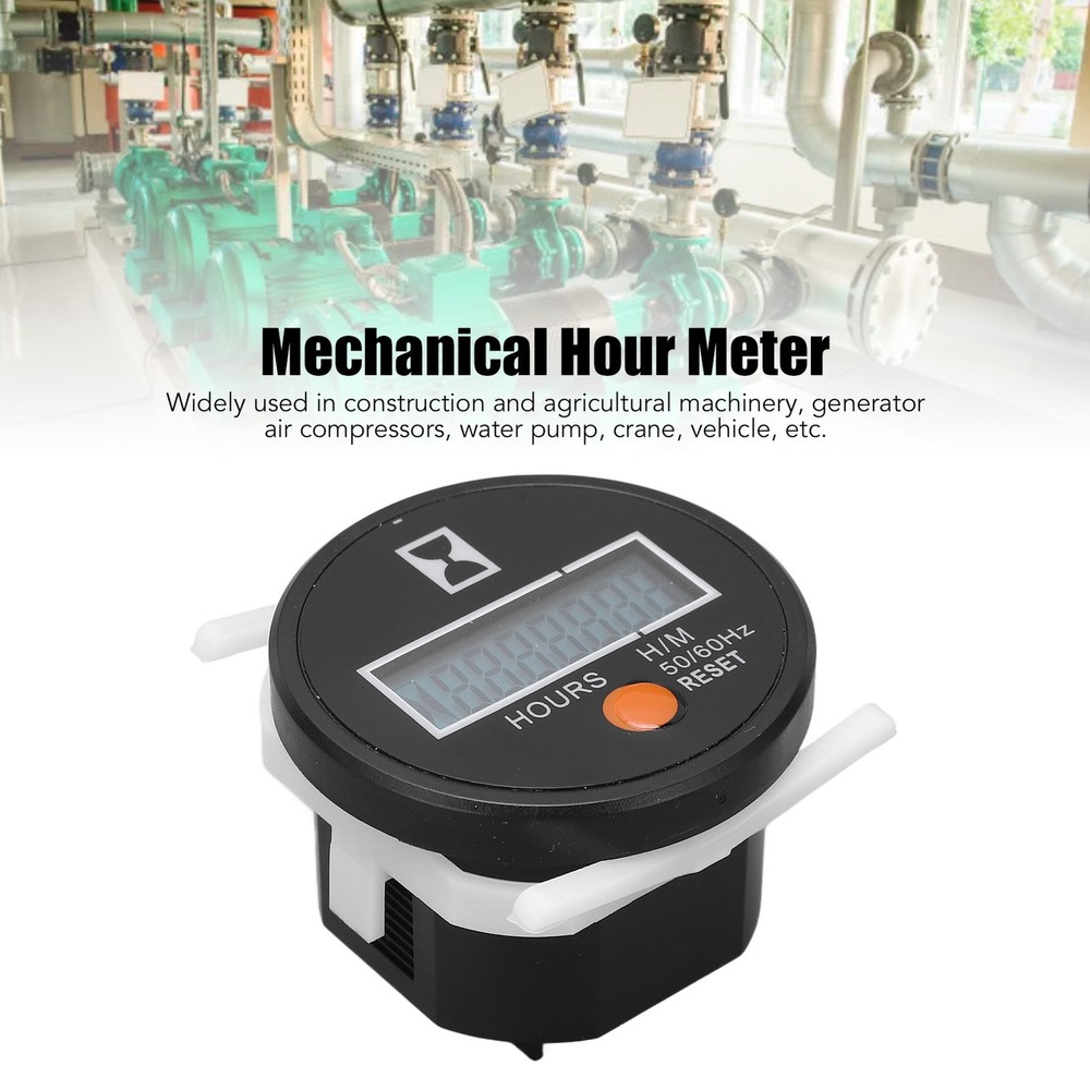 Hot Digital Hour Meter Mechanical Hourmeter Wide Range With Reset Button 24‑240V