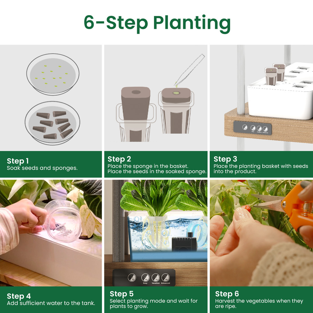 Hydroponic Growing System Indoor Garden Full-Spectrum LED Light BeginnerFriendly