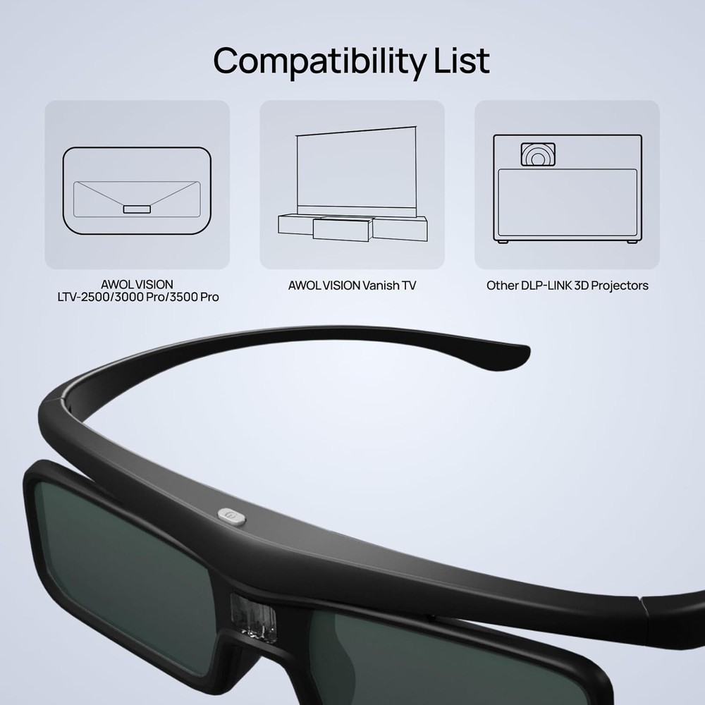 Vivid 3D Visuals - Rechargeable Active Shutter Glasses