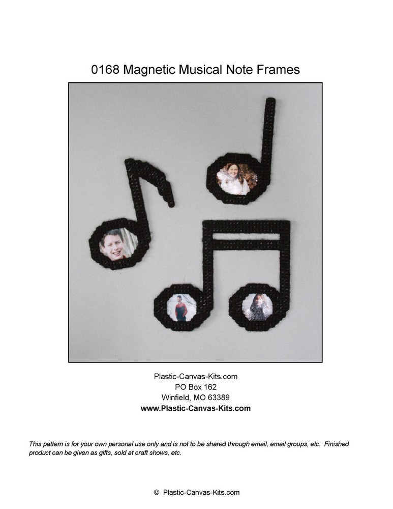 Musical Notes Magnetic Picture Frames- Plastic Canvas Pattern or Kit