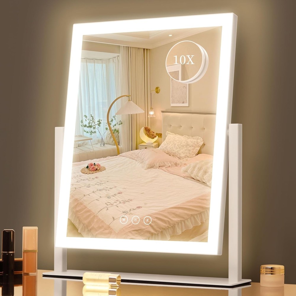 Lighted Vanity Mirror with Lights, Makeup Mirror with Light, 16.7"x 13.2",Thr...