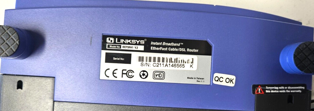 Linksys Etherfast Cable/DSL Router (BEFSR41 V.2) w/ AC Adapter