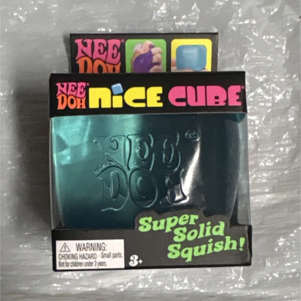 Nee Doh Nice Cube Super Solid Squish Blue Squeeze Ball