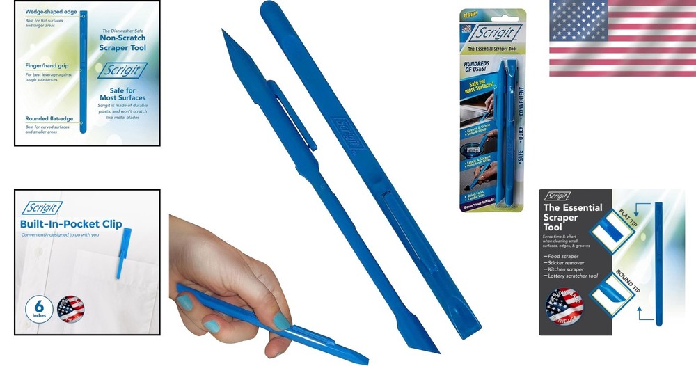 Made in USA No-Scratch Scraper Tool 2 Pack - Multi-Function Cleaning Solution