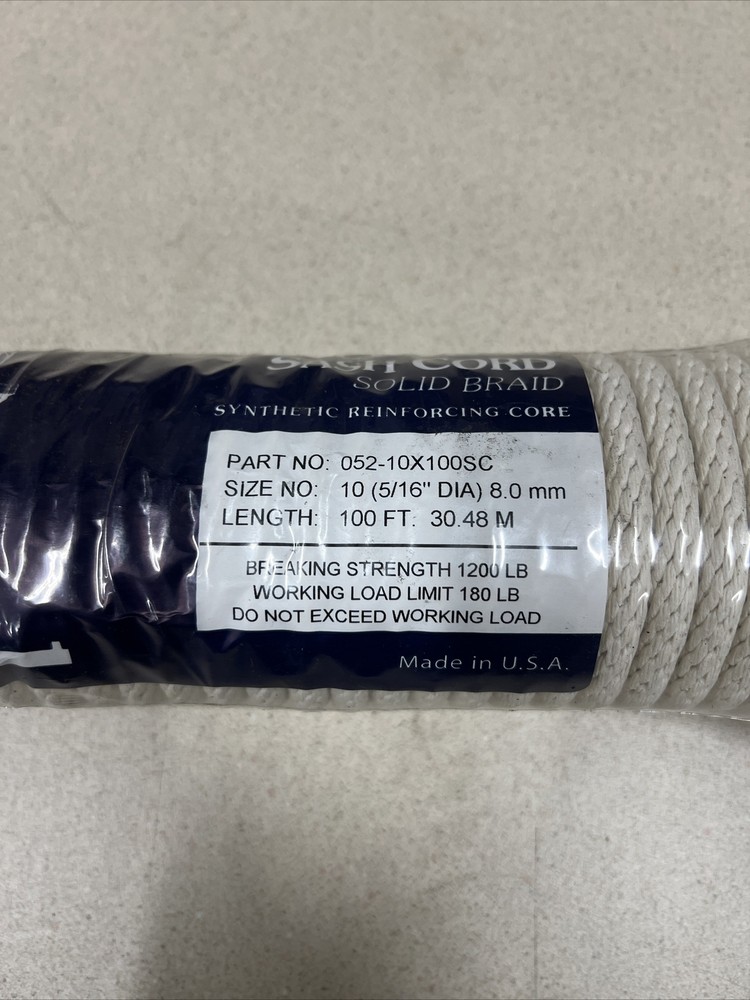100' Ft X 5/16' Super Strong Solid Braided Rope 1200 LB Breaking Strength
