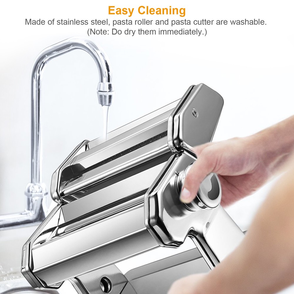 Stainless Steel Pasta Maker Thickness Adjustable Noodle Spaghetti Roller Machine