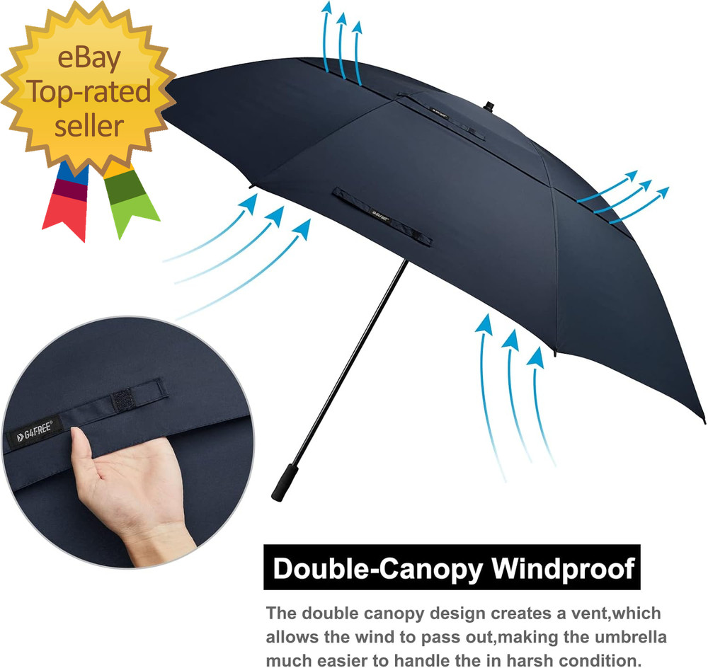 80 Inch Huge Large Oversize Golf Umbrella Double Canopy Vented Windproof Stick U